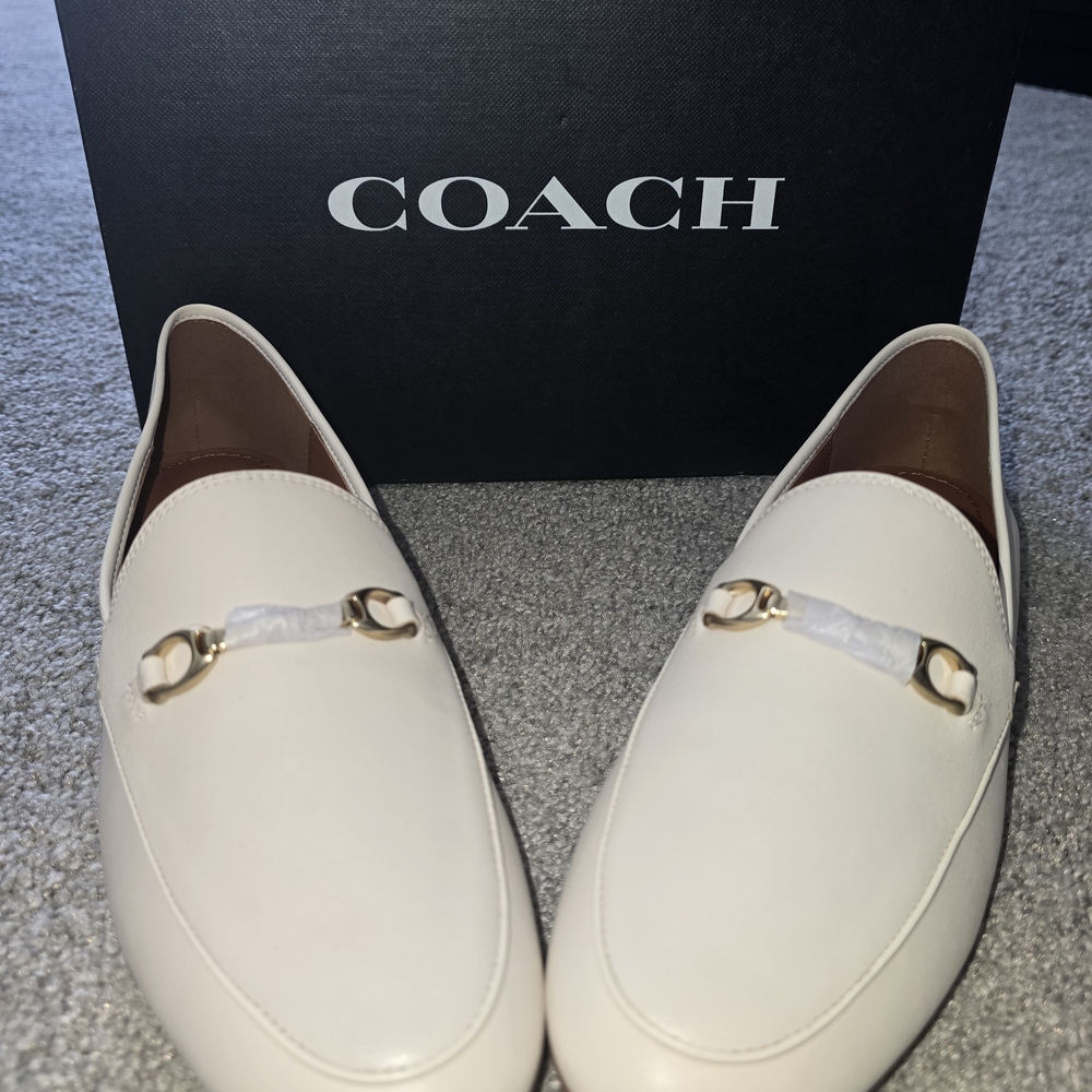Brand NEW!! Coach Haley LTR Loafer Chalk Leather Slip-On - Picture 2 of 9